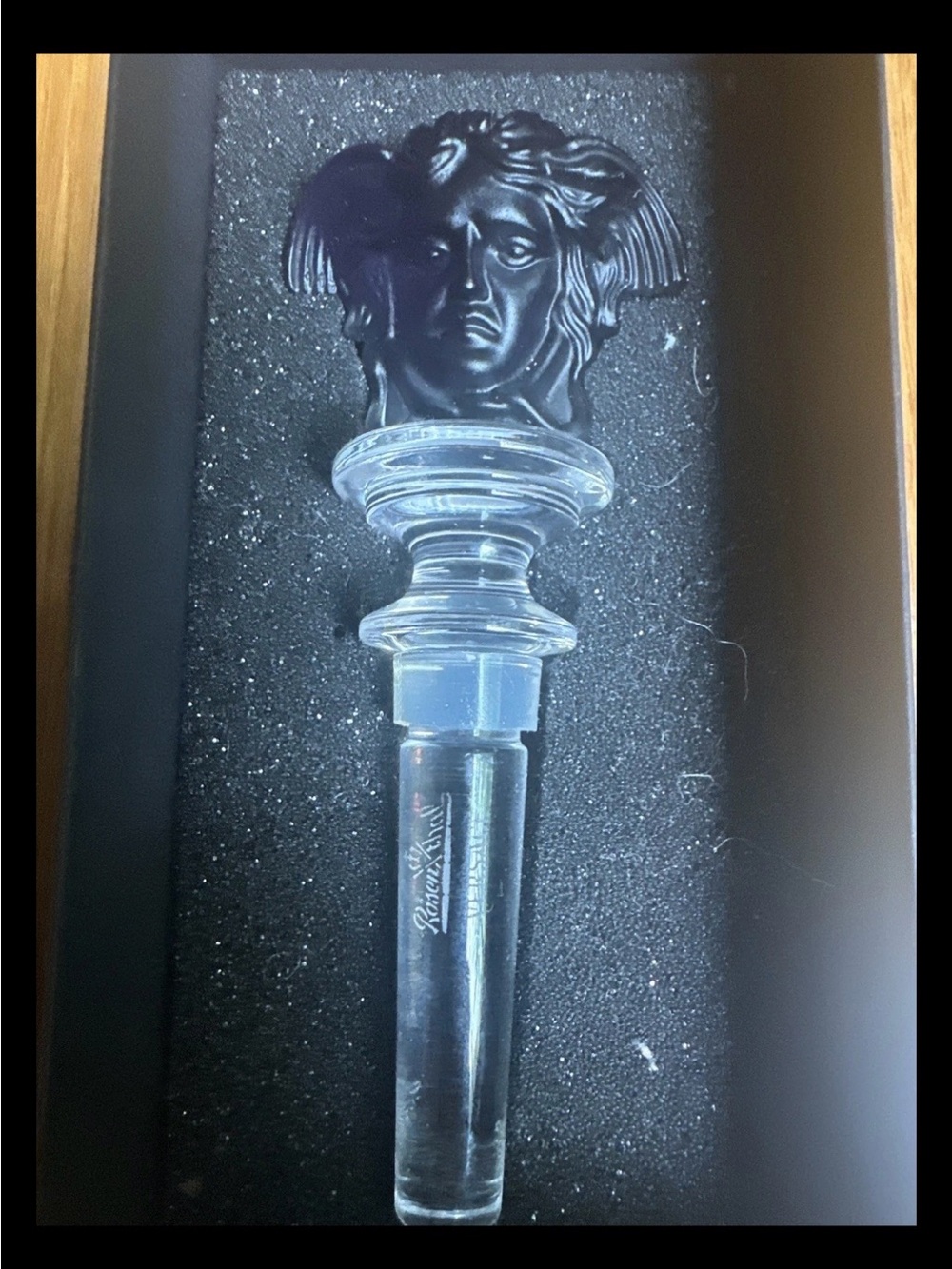 Versace Rosenthal Medusa Head Wine Stopper - frosted Black and Clear